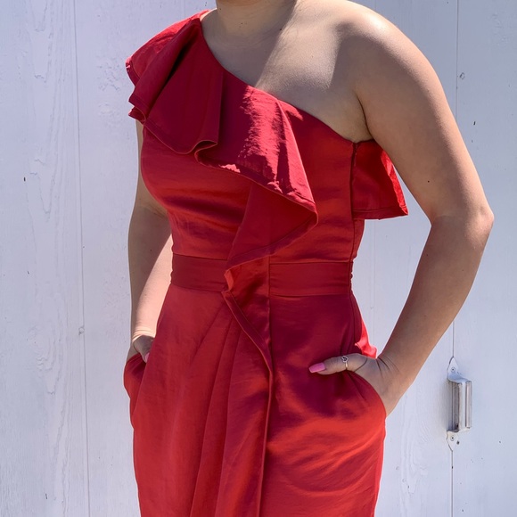 BCBG, BCBGeneration One Shoulder Ruffle Mini Dress - Picture 1 of 16